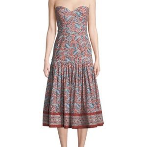 Veronica Beard Fiore strapless printed midi dress